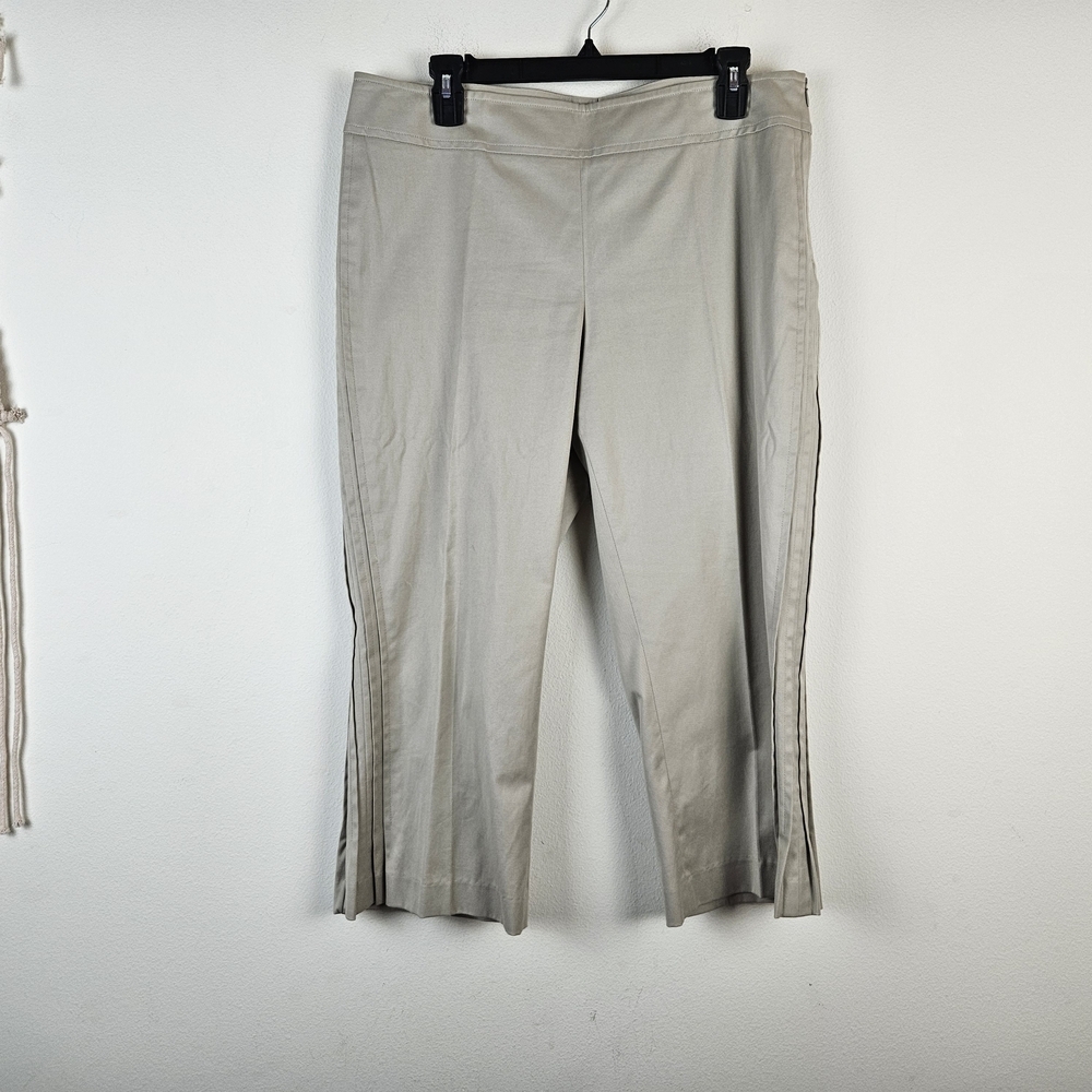 AKRIS PUNTO CROPPED PANTS SIDE ZIP PLEATED CUFF BEIGE NEUTRAL CLASSIC CASUAL 12